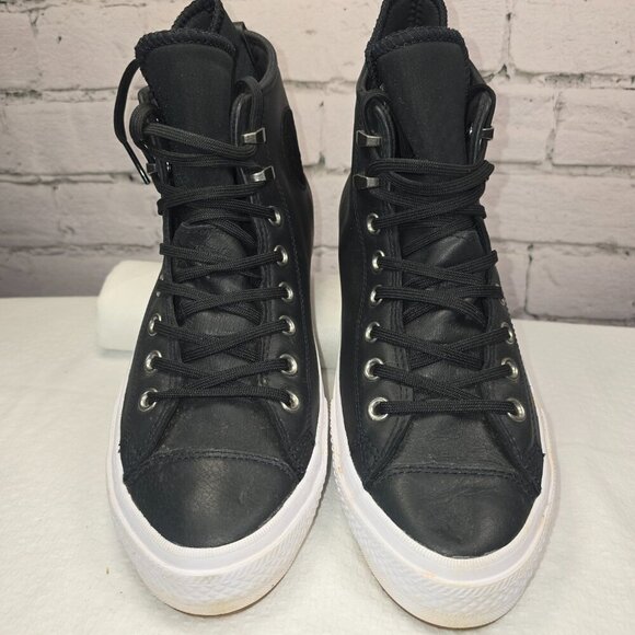 CONVERSE CHUCK TAYLOR ALL STAR WATERPROOF BOOT HI BLACK LEATHER SIZE 10.5 EUC - Picture 11 of 11